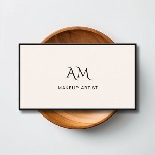 Modern, Monogram, Beige Visitekaartje