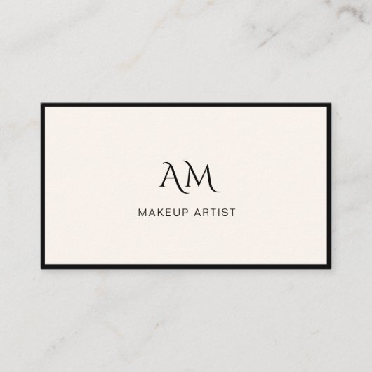 Modern, Monogram, Beige Visitekaartje (Voorkant)