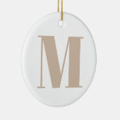 Modern monogram beige wit custom initiaal letter keramisch ornament (Rechts)