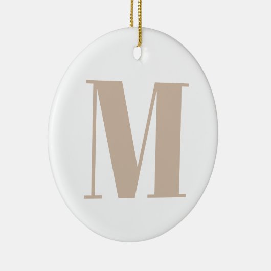 Modern monogram beige wit custom initiaal letter keramisch ornament (Rechts)