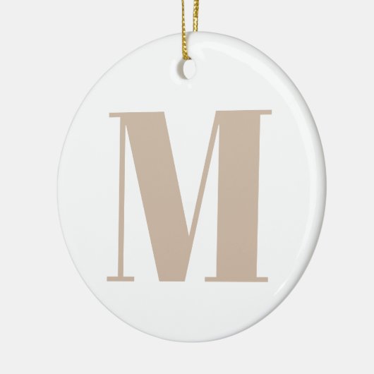 Modern monogram beige wit custom initiaal letter keramisch ornament (Links)