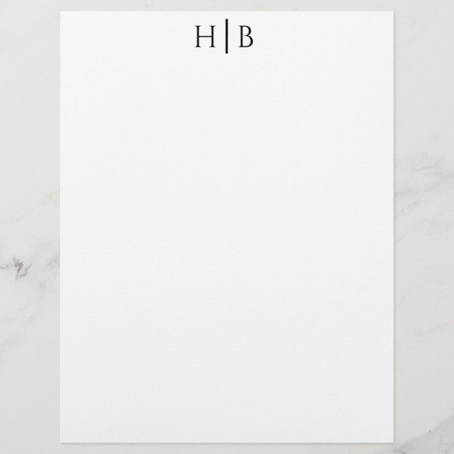 Modern Monogram Black and White Stationery Briefhoofd (Voorkant)