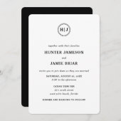 Modern Monogram Black and White Wedding Kaart (Voorkant / Achterkant)