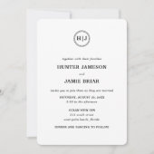 Modern Monogram Black and White Wedding Kaart (Voorkant)