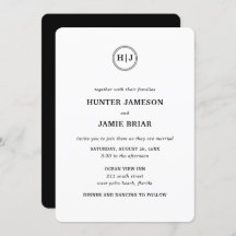 Modern Monogram Black and White Wedding