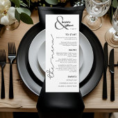 Modern Monogram Black and White Wedding Menu Card