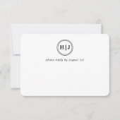 Modern Monogram Black and White Wedding RSVP Kaartje (Voorkant)