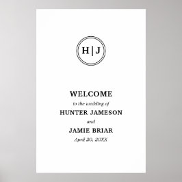 Modern Monogram Black and White Wedding Welcome Poster