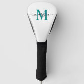 Modern Monogram Black Blauwgroen Golf Head Hoesje Golfheadcover (Voorkant)