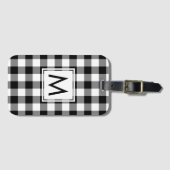 Modern Monogram Black en White Gingham Pattern Bagagelabel (Voorkant (horizontaal))