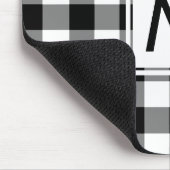 Modern Monogram Black en White Gingham Pattern Muismat (Hoek)