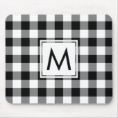 Modern Monogram Black en White Gingham Pattern Muismat (Voorkant)
