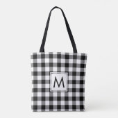 Modern Monogram Black en White Gingham Pattern Tote Bag (Achterkant)