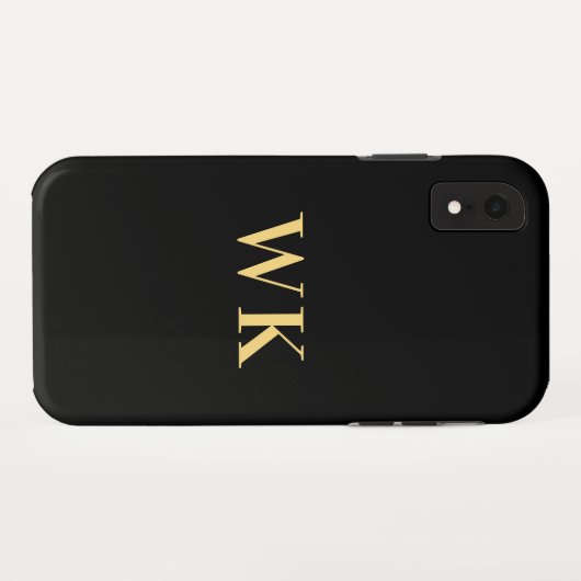 Modern Monogram Black Gold Case-Mate iPhone Case (Achterkant (horizontaal))