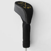 Modern Monogram Black + Gold Foil Golf Head Hoesje Golfheadcover (Schuin)