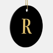 Modern Monogram Black Gold Keramisch Ornament (Rechts)