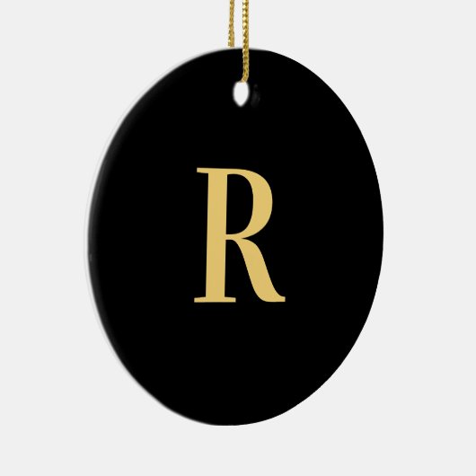 Modern Monogram Black Gold Keramisch Ornament (Rechts)