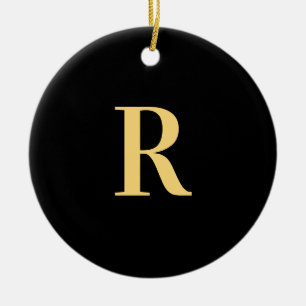 Modern Monogram Black Gold Keramisch Ornament