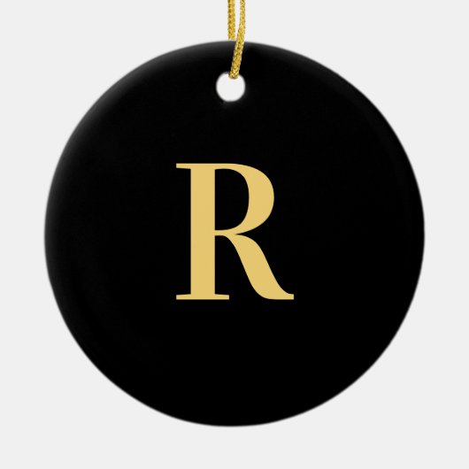 Modern Monogram Black Gold Keramisch Ornament (Voorkant)