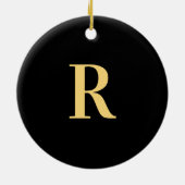 Modern Monogram Black Gold Keramisch Ornament (Achterkant)