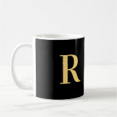 Modern Monogram Black Gold Koffiemok (Links)