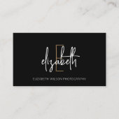 Modern Monogram Black Gold Visitekaartje (Voorkant)
