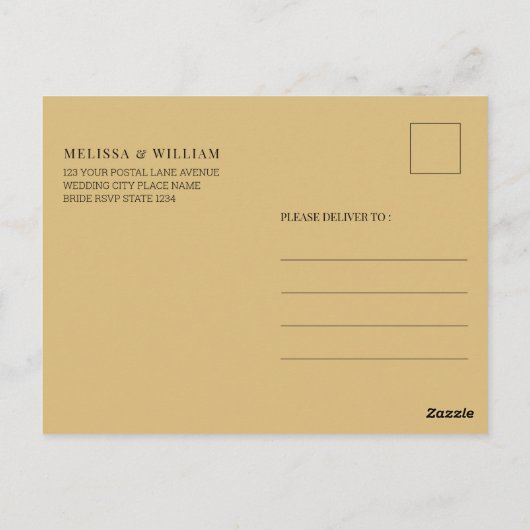 Modern Monogram Black Gold Wedding Uitnodiging (Achterkant)