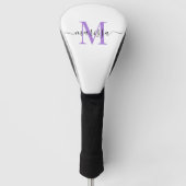 Modern Monogram Black Paars Golf Head Hoesje Golfheadcover (Voorkant)