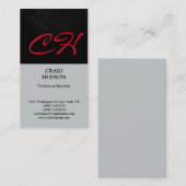 Modern Monogram Black Red Grey Visitekaartje (Voorkant / Achterkant)