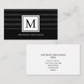 Modern Monogram Black Texture Visitekaartje (Voorkant / Achterkant)