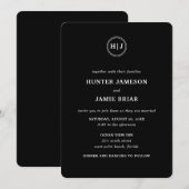 Modern Monogram Black Wedding Kaart (Voorkant / Achterkant)