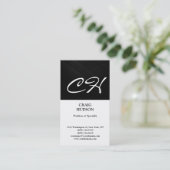 Modern Monogram Black White Grey Visitekaartje (Staand voorkant)