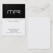 Modern Monogram Black White Trendy Visitekaartje (Voorkant / Achterkant)
