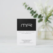 Modern Monogram Black White Trendy Visitekaartje (Staand voorkant)