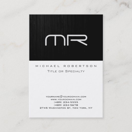 Modern Monogram Black White Trendy Visitekaartje (Voorkant)