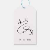 Modern Monogram Black White Wedding Cadeaulabel (Voorkant)