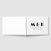 Modern Monogram Black White Wedding Gastenboek (Volledig)