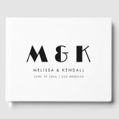 Modern Monogram Black White Wedding Gastenboek (Voorkant)
