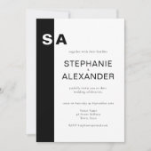 Modern Monogram Black White Wedding Invite Kaart (Voorkant)