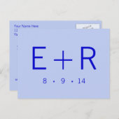 Modern Monogram - Blauw Aankondigingskaart (Voorkant / Achterkant)