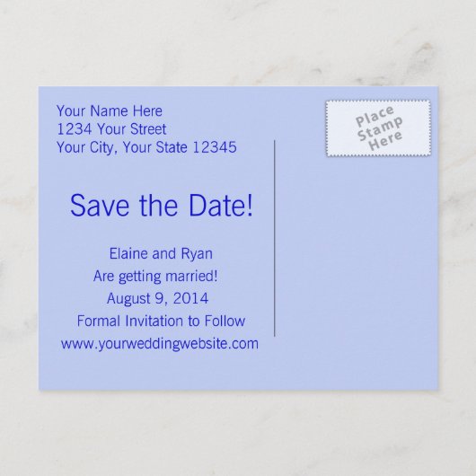 Modern Monogram - Blauw Aankondigingskaart (Achterkant)