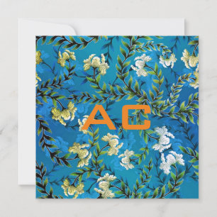 Modern Monogram Blauw Bloemend Chic