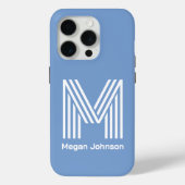 Modern Monogram blauw Case-Mate iPhone Case (Achterkant)