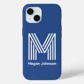Modern Monogram blauw Case-Mate iPhone Case (Achterkant)