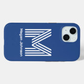 Modern Monogram blauw Case-Mate iPhone Case (Achterkant (horizontaal))