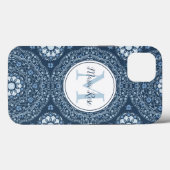 Modern Monogram Blauw Eenvoudig Mandala Aangepast Case-Mate iPhone Case (Achterkant (horizontaal))