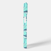 Modern Monogram Blauw Flamingo's Patroon Case-Mate iPhone Case (Achterkant / Rechts)