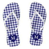 Modern Monogram blauw gecontroleerd Teenslippers (Voetbed)