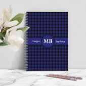 Modern Monogram Blauw geruite Patroon Notitieboek