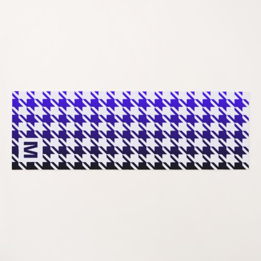 Modern Monogram blauw gradiënt - Houndstooth Patro Yogamat (Voorkant (horizontaal))